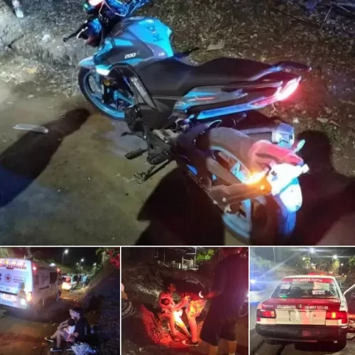 Taxi impacta a familia que viajaba en motocicleta sobre la carretera San Andrés Tuxtla-Catemaco
